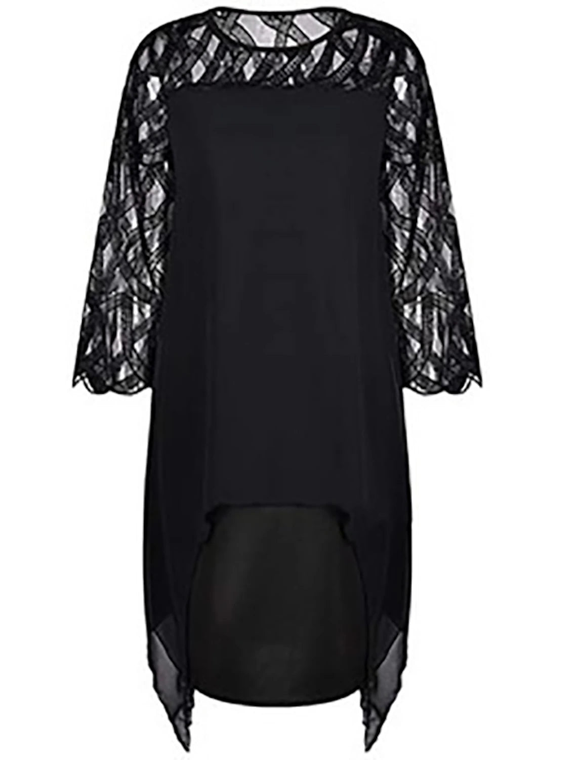 Wholesale A-Line Elegant Cocktail Dress Semi-formal Party Dress Midi Jewel Neck 3/4 Length Sleeve Knee Length Lace with Sleek Splicing